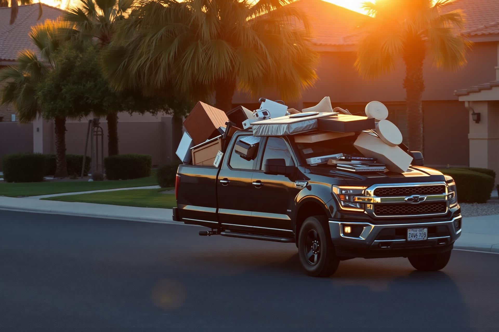 PURA HAUL pickup hauling a loaded trailer in Phoenix